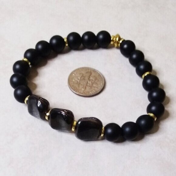 GIFT SET!!! 1 Bracelet + Earring Set ~ Reversible Pink + Gold or All Black - Picture 5 of 10